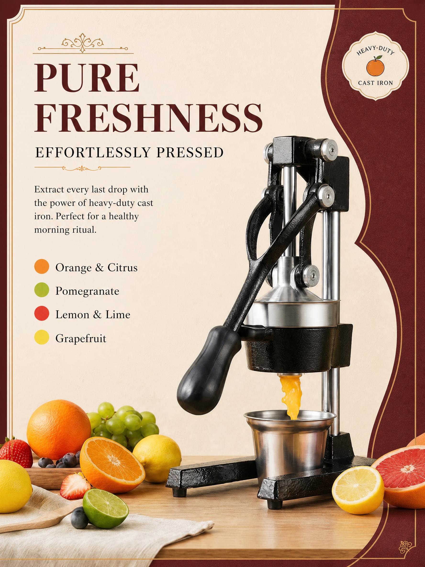 Citrus Juicer Bar - Extracteur de jus manuel, presse-agrumes manuelle,