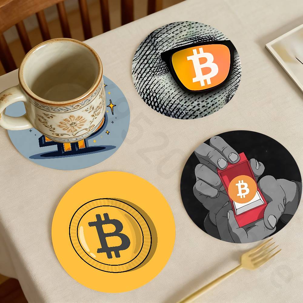 Bar Mat Rubber - Sous-verre en bois Bitcoin Cryptocurrency BTC