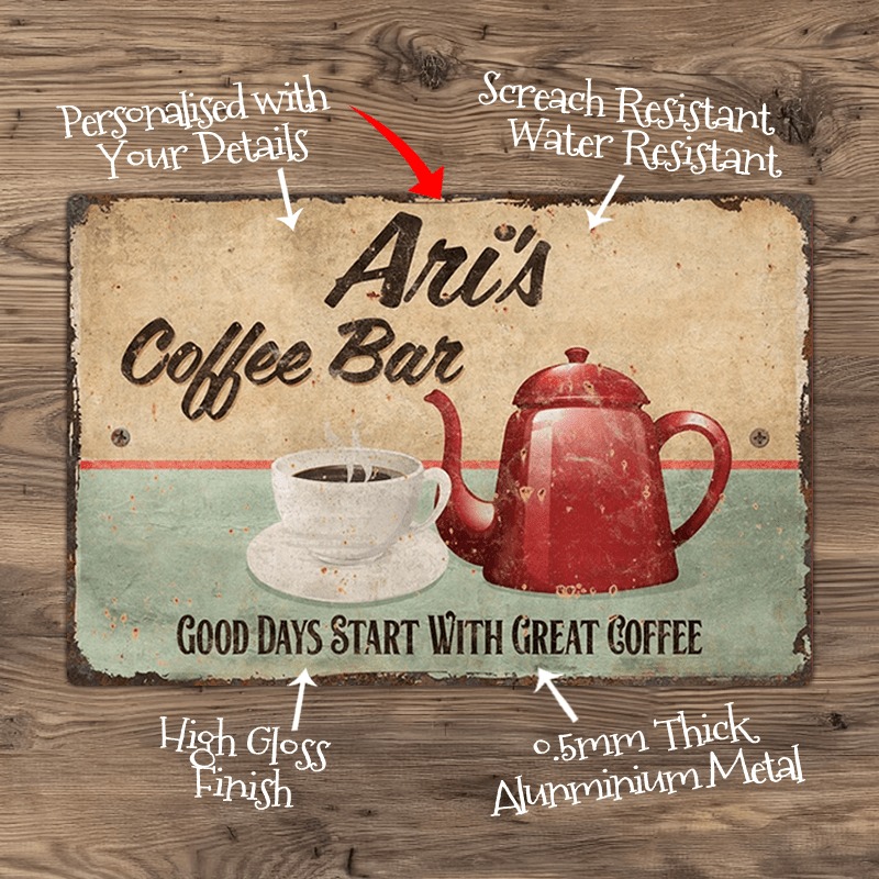 Home Bar And Coffee - CIFbuy Plaque Métallique Personnalisée pour Bar