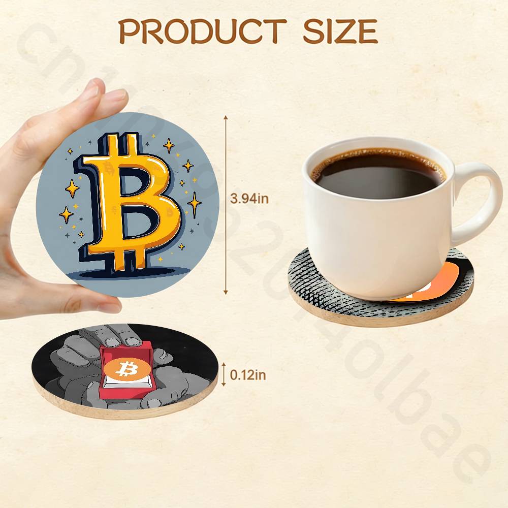 Sous-verre en bois Bitcoin Cry - Bar Mat Rubber avis et prix